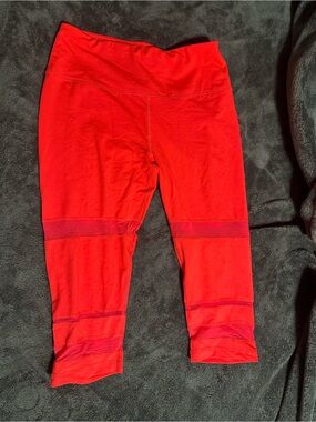 Reebok Pink Crop Leggings with Mesh Panels